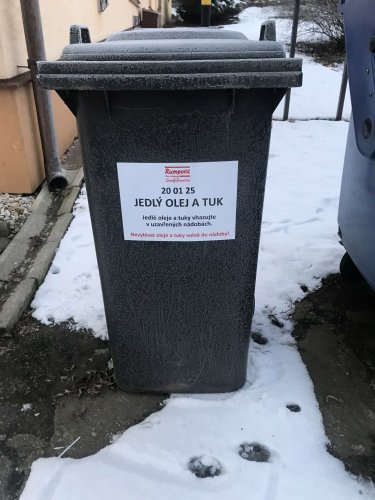 V PODOLÍ MÁME NOVĚ POPELNICI NA JEDLÉ OLEJE A TUKY - 6.2.2019
