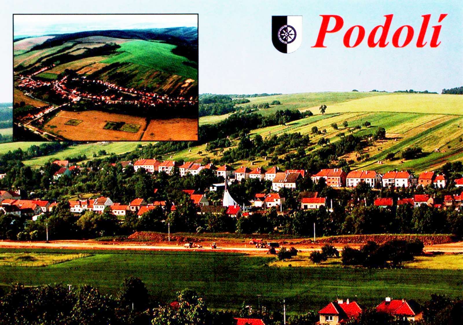 Panoramatická pohlednice Podolí z roku 2002